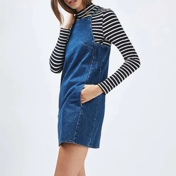 topshop moto denim dress Topshop Zip Through Denim Body-Con Dress Mid Denim 8(Us4) At Nordstrom Rack